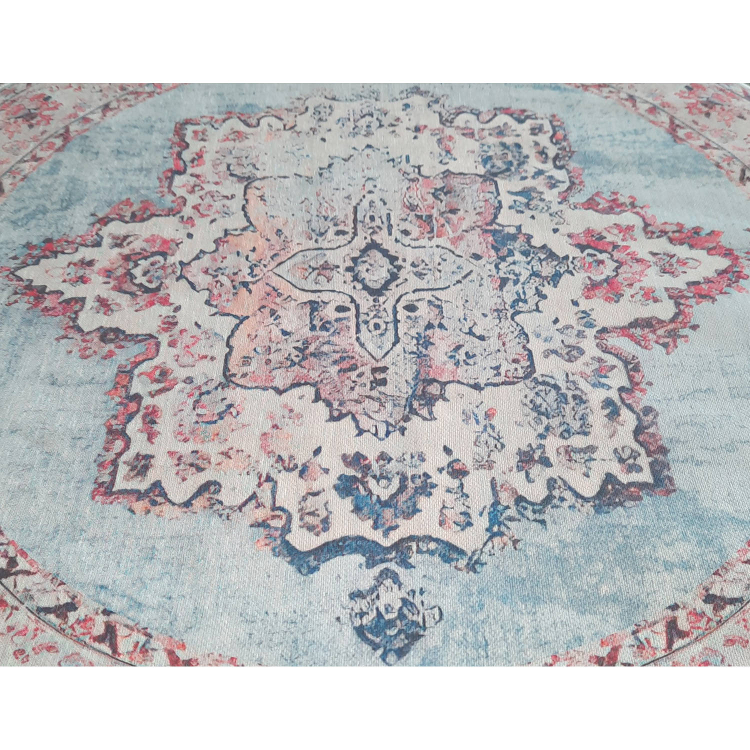 Toegangsprijs Betreffende Zelfrespect Vloerkleed rond vintage 180cm wit rood perzisch oosters tapijt | Blokker