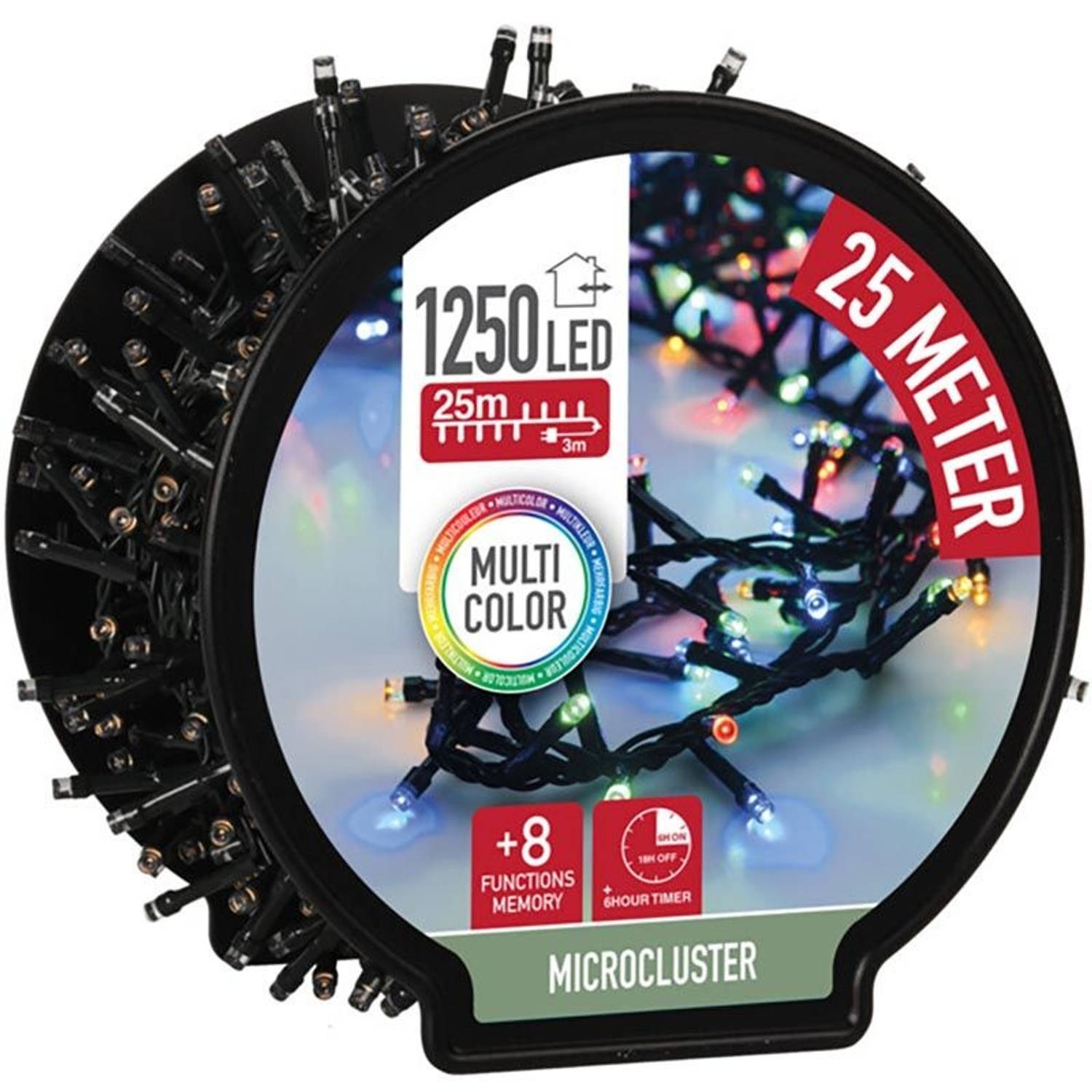 DecorativeLighting Micro Cluster met Haspel - 1250 LED - 25 meter - met timer - multicolor