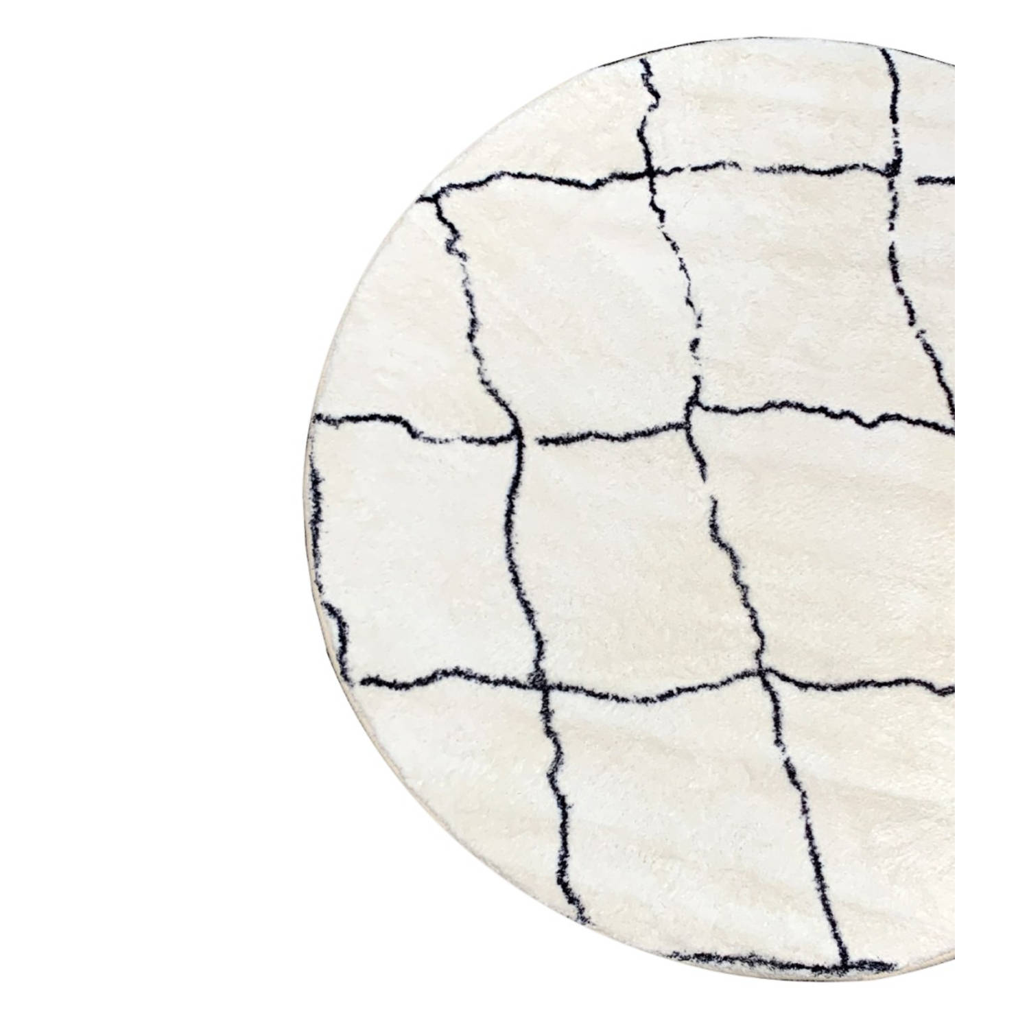elke keer halsband begin Vloerkleed rond moroccan 100cm wit zwart perzisch oosters tapijt | Blokker