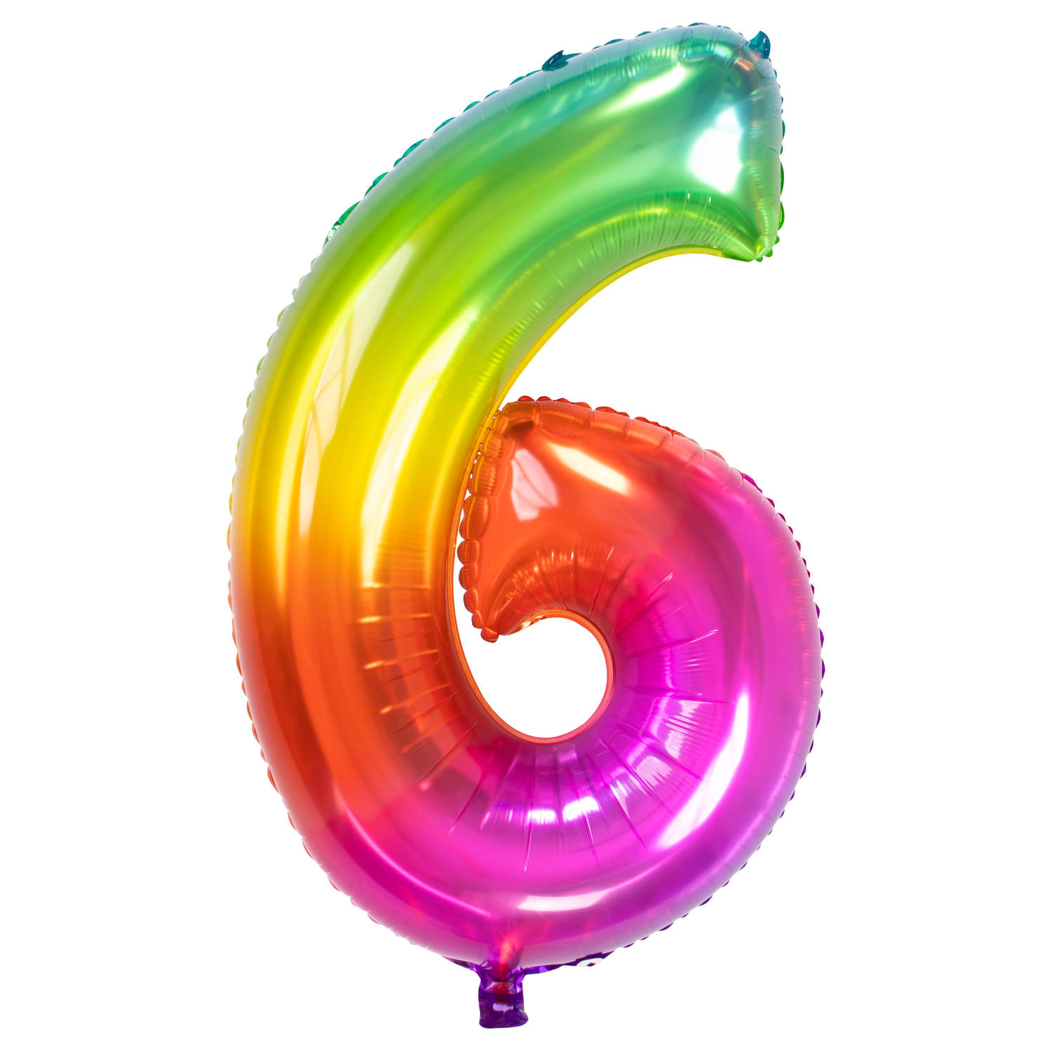 Folat Folie cijfer ballon - 86 cm multi-color - cijfer 6 - verjaardag leeftijd