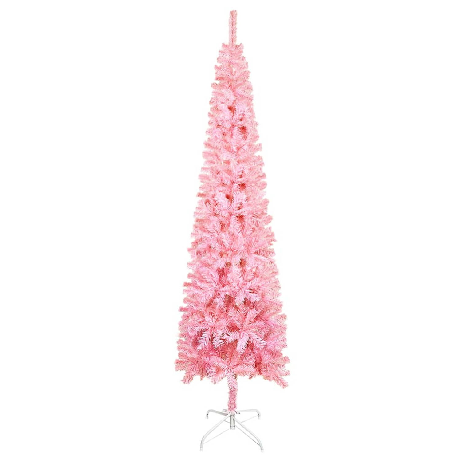 The Living Store Kerstboom Pink PVC 210 cm - 55 cm breedte - levensecht - verstelbare takken - stalen standaard - herbruikbaar - roze - PVC en staal - 435 uiteinden - montage verei