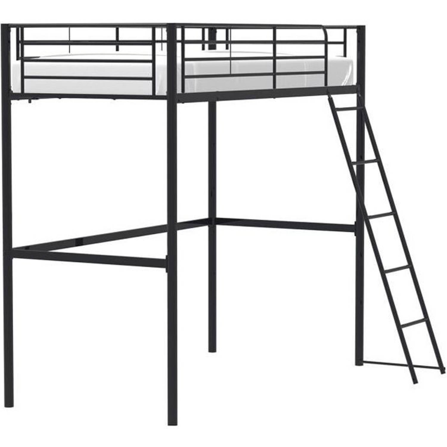 Metalen mezzanine bed 90 x 190 cm - Zwart - Inclusief boxspring - ELIOT