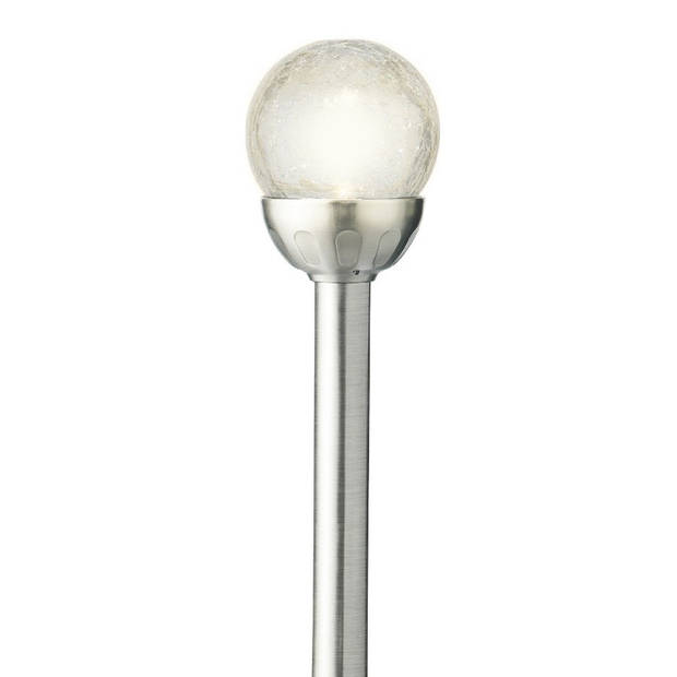 1x Buitenlampen/tuinlampen 30 cm zilver op steker met ronde bol - Prikspotjes