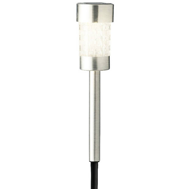 6x Buitenlampen/tuinlampen 26 cm zilver op steker - Prikspotjes
