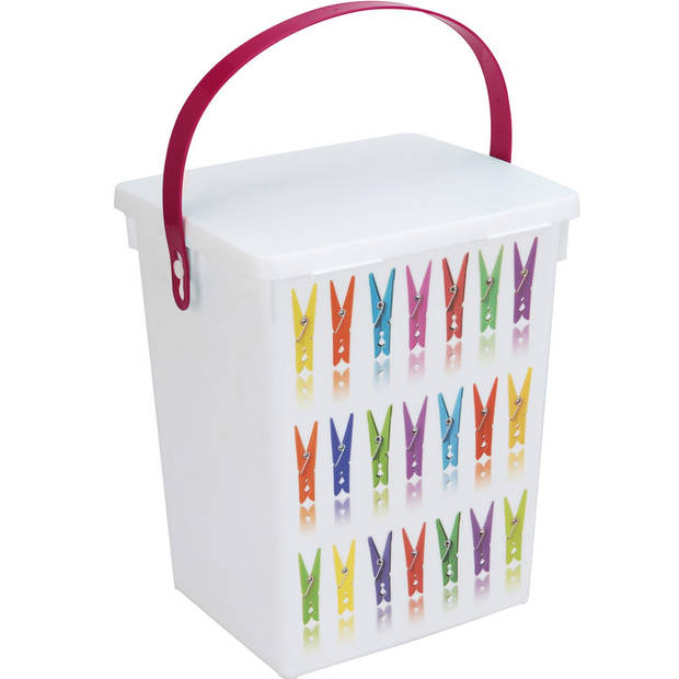 2x Wasmiddelboxen roze en turquoise hengsel 5 liter 23 x 18 cm - Opbergbox