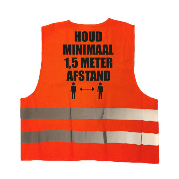 3x stuks oranje veiligheidsvest 1,5 meter afstand pictogram werkkleding voor volwassenen - Veiligheidshesje