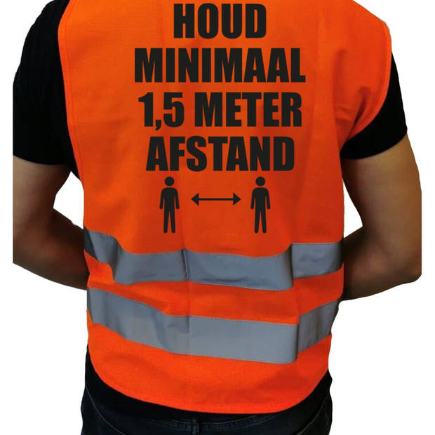 Oranje veiligheidsvest 1,5 meter afstand pictogram werkkleding voor volwassenen - Veiligheidshesje