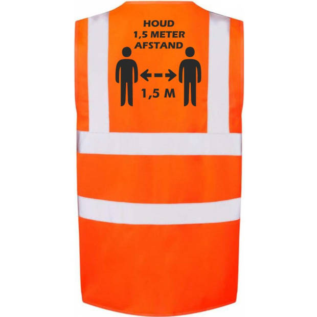 Oranje Corona veiligheidsvest 1,5 meter afstand werkkleding voor volwassenen - Veiligheidshesje