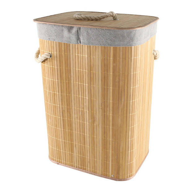 Bamboe houten wasmand/wasgoedmand 29 x 39 x 57 cm - Wasmanden