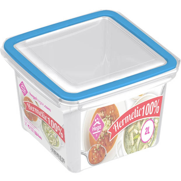 4x Voedsel plastic bewaarbakjes 2 liter transparant/blauw - Vershoudbakjes