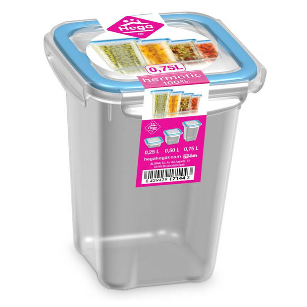 4x Voedsel plastic bewaarbakjes 0,75 en 2 liter transparant/blauw - Vershoudbakjes