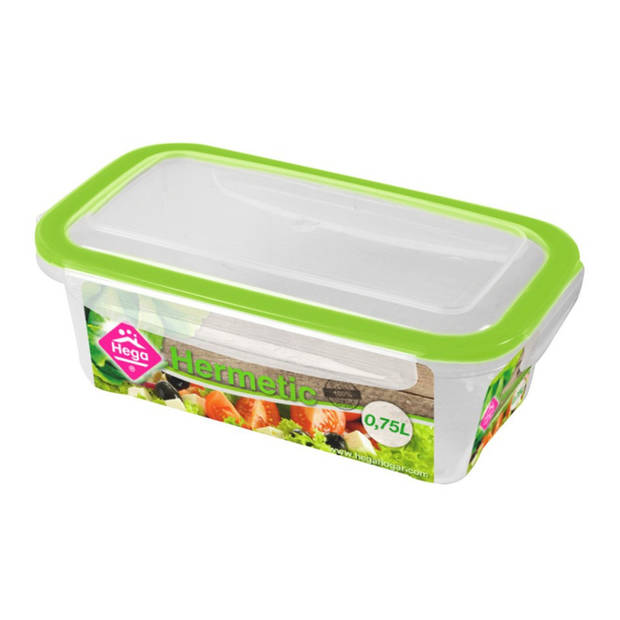 4x Voedsel plastic bewaarbakjes 1,5 en 0,75 liter transparant/groen - Vershoudbakjes