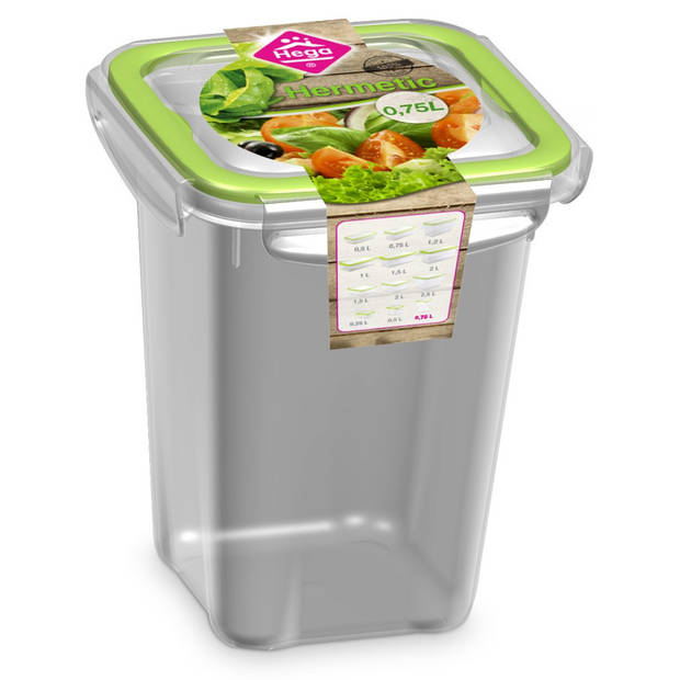 4x Voedsel plastic bewaarbakjes 0,75 en 1,5 liter transparant/groen - Vershoudbakjes