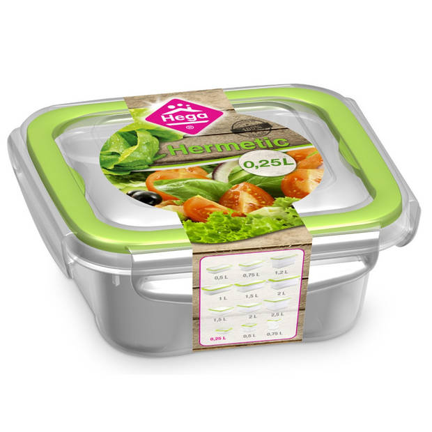 4x Voedsel plastic bewaarbakjes 0,25 en 0,75 liter transparant/groen - Vershoudbakjes