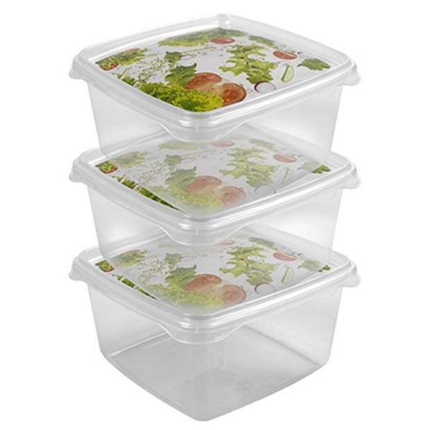 9x Voedsel plastic bewaarbakjes 1,3 liter transparant - Vershoudbakjes
