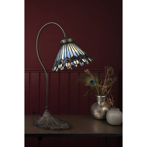 Clayre & Eef Bruine Tafellamp Tiffany Ø 20*51 cm E14/max 1*40W 5LL-6163