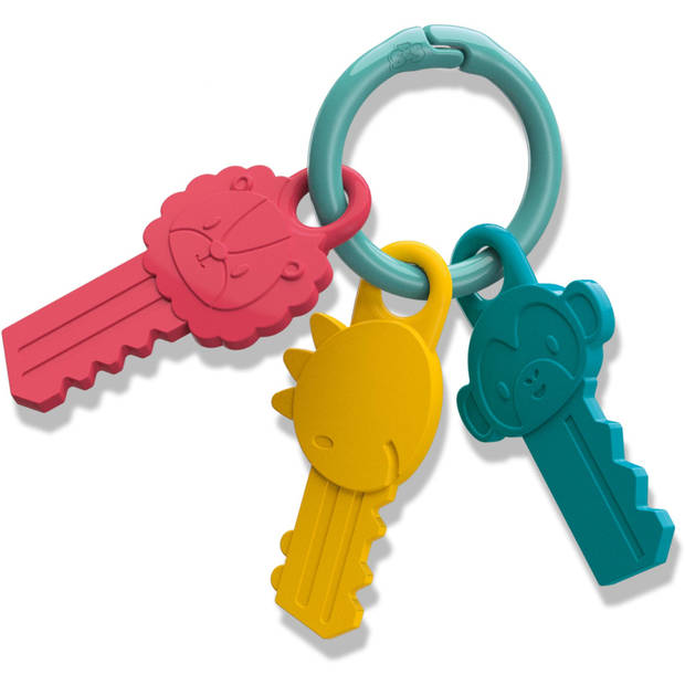 SES bijtring sleutels junior roze/geel/groen 4-delig