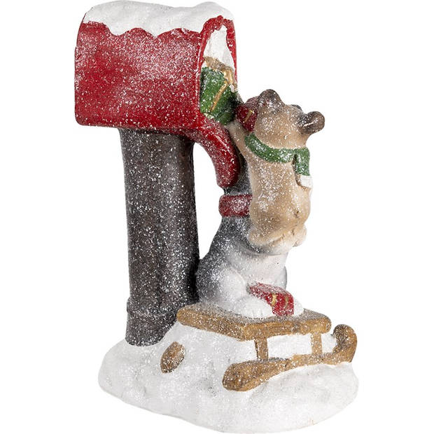 Clayre & Eef Rode Decoratie honden bij brievenbus LED 22*19*35 cm 6MG0012