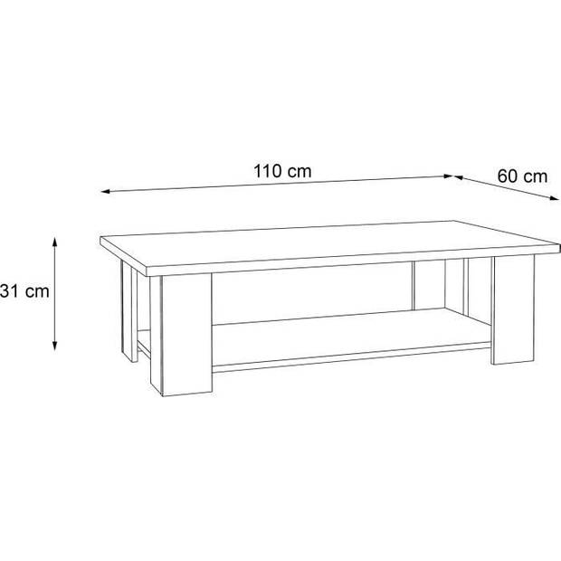 PILVI Rechthoekige salontafel - Mat wit - L 110 x D 60 x H 31 cm