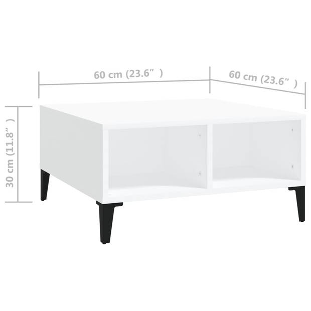 vidaXL Salontafel 60x60x30 cm bewerkt hout wit