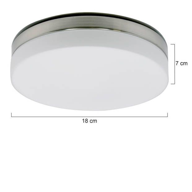 Steinhauer Plafondlamp ceiling and wall IP44 LED 1362st staal