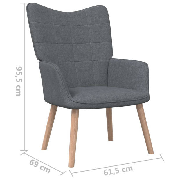 The Living Store Relaxstoel Blokpatroon - 61.5 x 69 x 95.5 cm - Donkergrijs