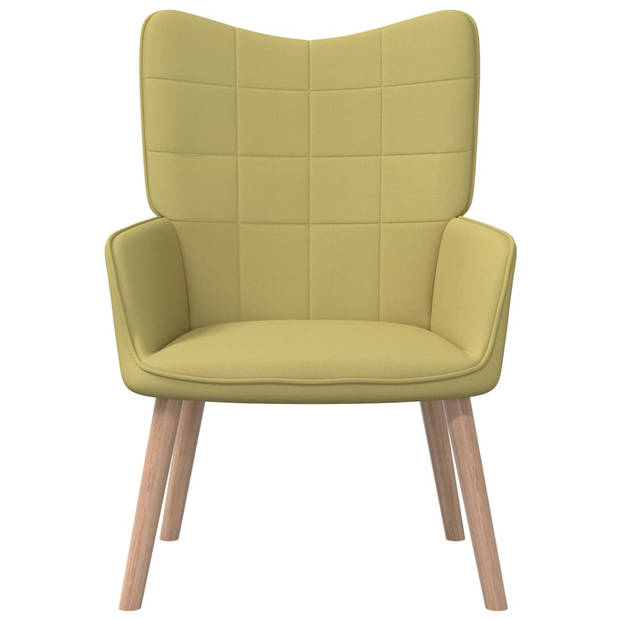 The Living Store Relaxfauteuil - Groen - 61.5 x 69 x 95.5 cm - Stof/Polyester - Massief beukenhout/staal - Schuim -