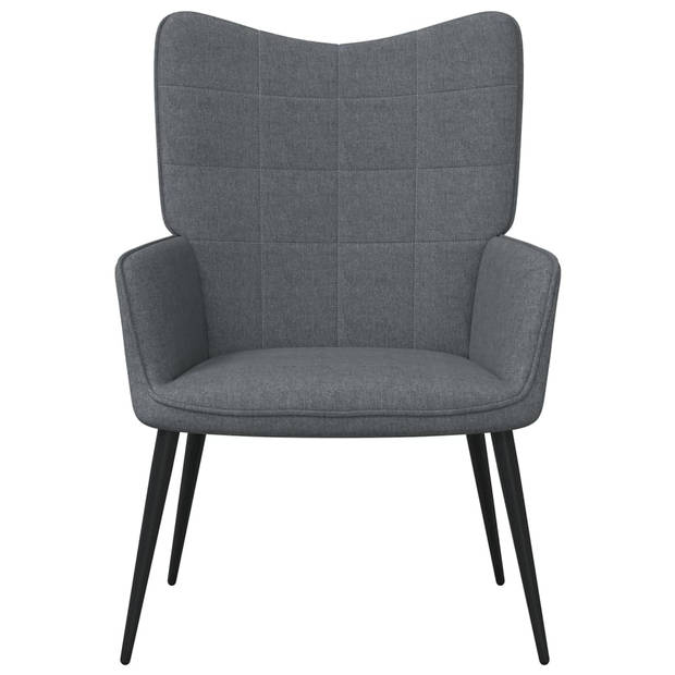 The Living Store Relaxstoel met voetenbank stof donkergrijs - Fauteuil