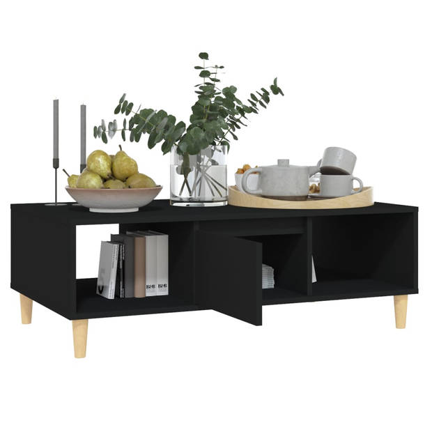 The Living Store Salontafel Scandinavische Stijl - Opbergschappen - 103.5 x 60 x 35 cm - Zwart