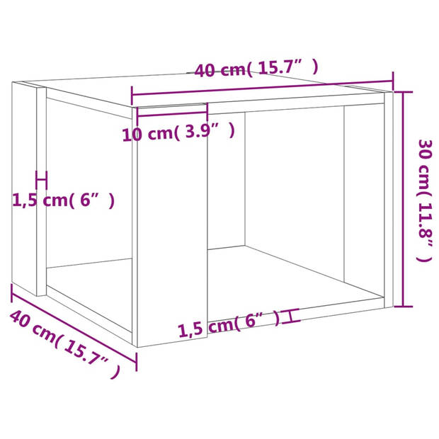 vidaXL Salontafel 40x40x30 cm bewerkt hout sonoma eikenkleurig