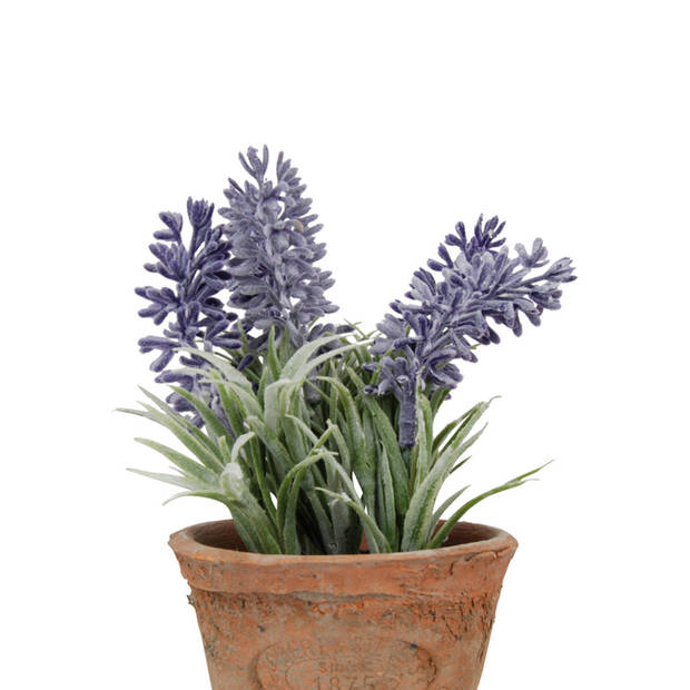 True to Nature Kunstplant - lavendel - in terracotta pot - 15 cm - Kunstplanten