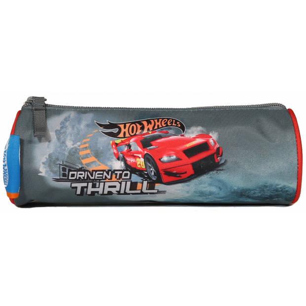 Hot Wheels etui junior 22 x 7 cm polyester grijs/rood