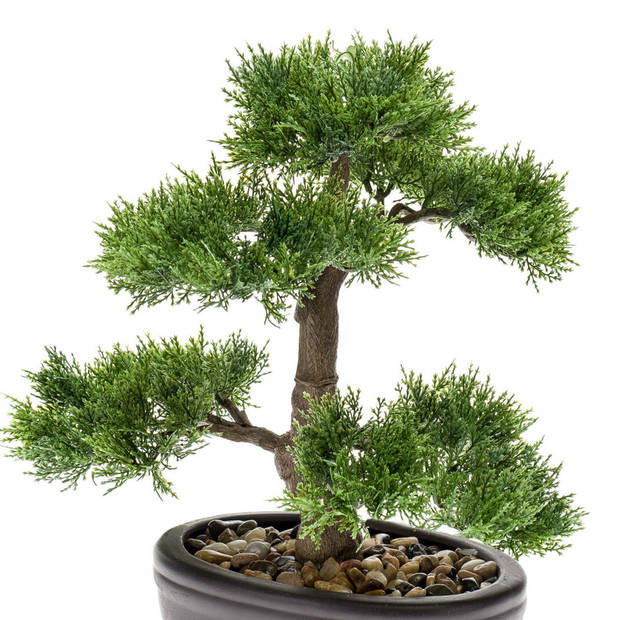 Bonsai boompje Cedrus Atlantica Glauca kunstplant in kunststof pot 32 cm - Kunstplanten