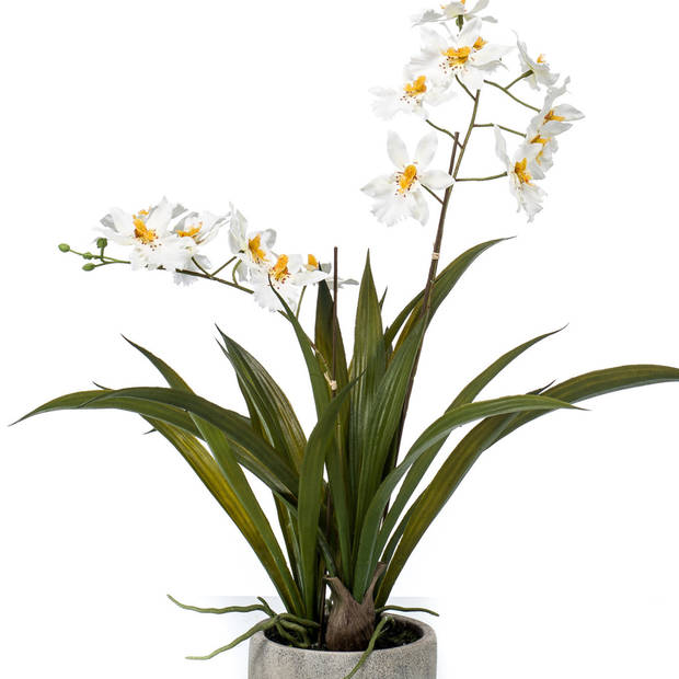 Witte orchidee kunstplant in keramische pot 45 cm - Kunstplanten