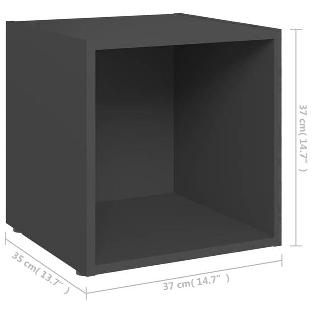 vidaXL Tv-meubelen 4 st 37x35x37 cm bewerkt hout grijs