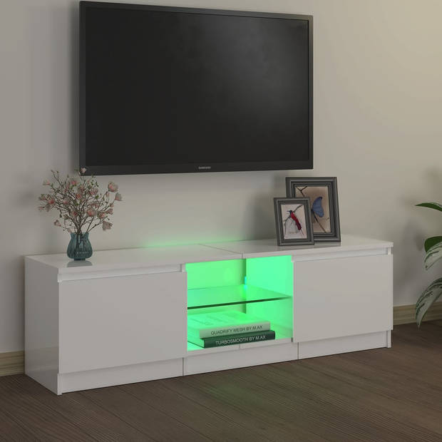 vidaXL Tv-meubel met LED-verlichting 120x30x35,5 cm hoogglans wit