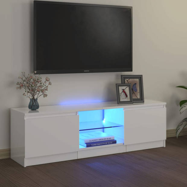 vidaXL Tv-meubel met LED-verlichting 120x30x35,5 cm hoogglans wit