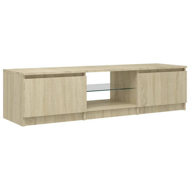 The Living Store TV-meubel Sonoma Eiken - Hifi-kast 140x40x35.5 cm - LED-verlichting