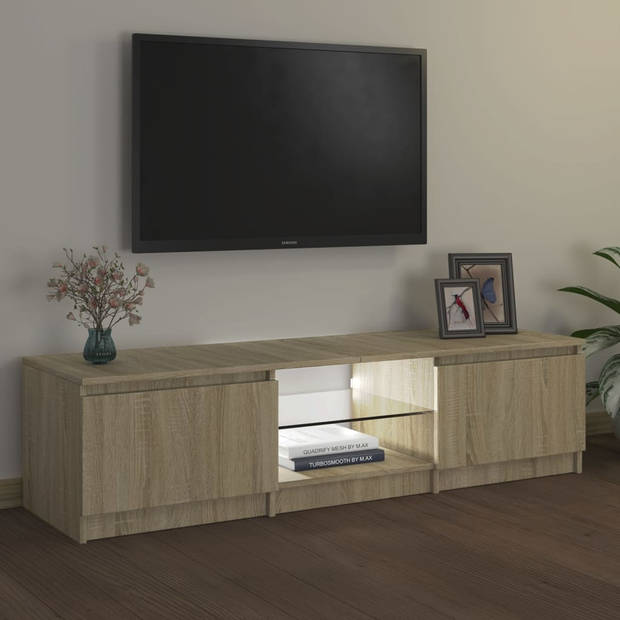 vidaXL Tv-meubel met LED-verlichting 140x40x35,5 cm sonoma eikenkleur