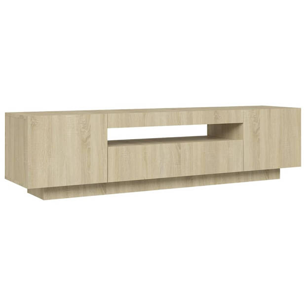 The Living Store TV-meubel Sonoma Eiken - 160 x 35 x 40 cm - LED-verlichting