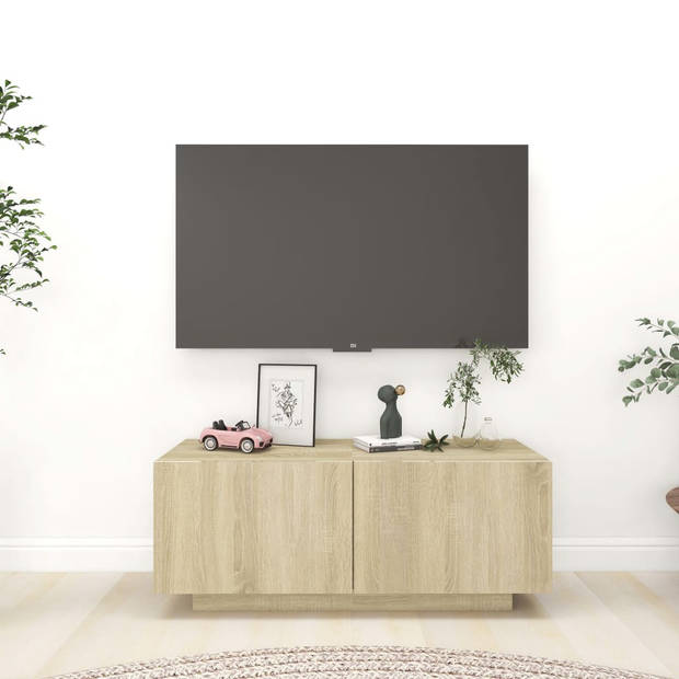 The Living Store TV-meubel Hifi - 100 x 35 x 40 cm - Sonoma eiken - Montage vereist