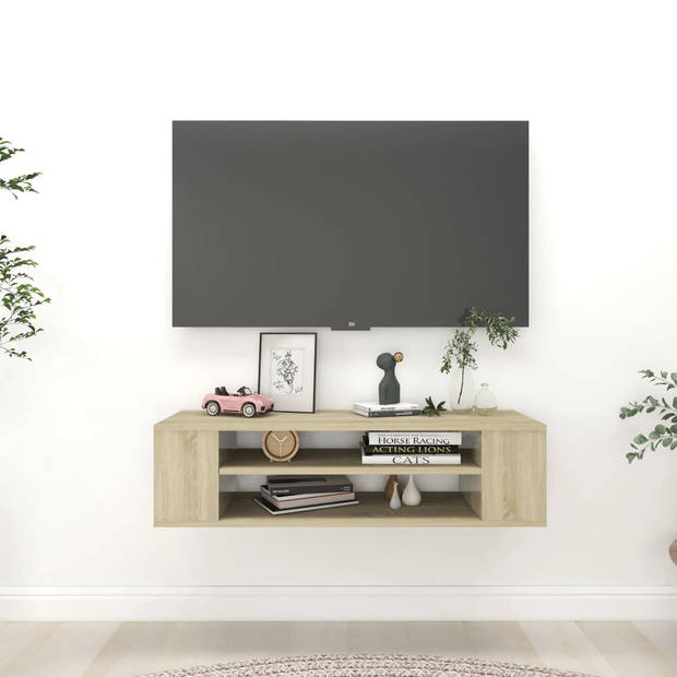 The Living Store Hangend TV-meubel - Sonoma eiken - 100 x 30 x 26.5 cm