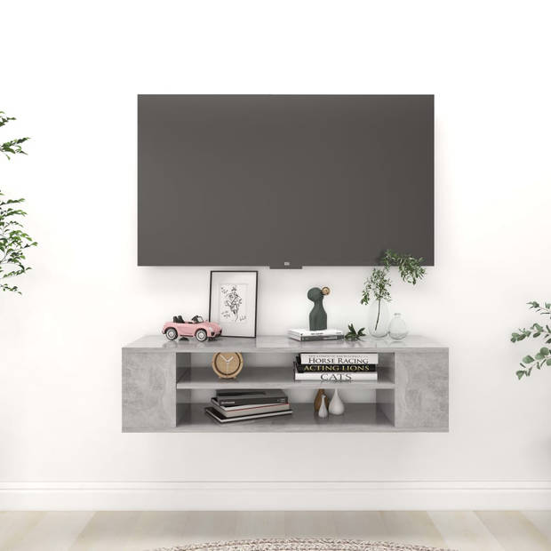 The Living Store Hangend TV-meubel - betongrijs - 100 x 30 x 26.5 cm - duurzaam en elegant