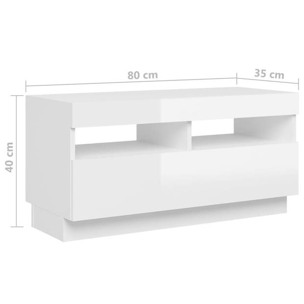 vidaXL Tv-meubel met LED-verlichting 260x35x40 cm hoogglans wit