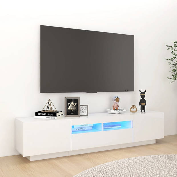 vidaXL Tv-meubel met LED-verlichting 180x35x40 cm hoogglans wit