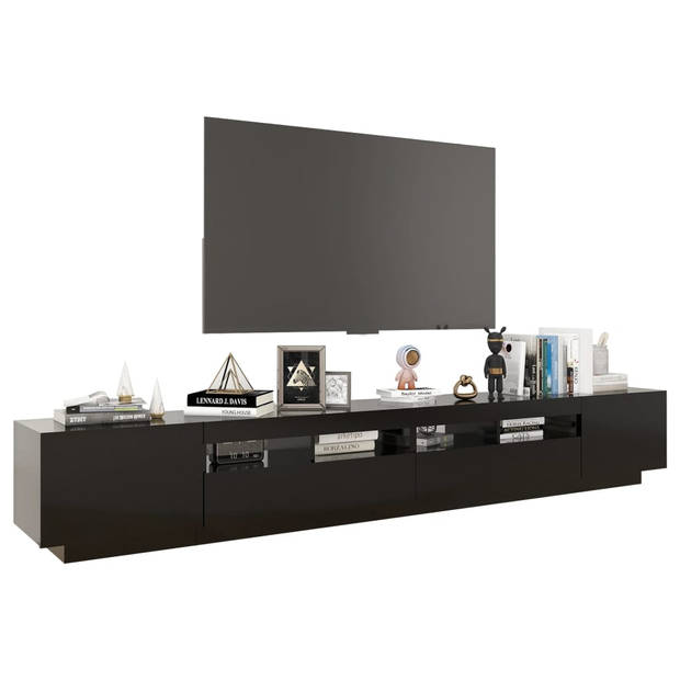 The Living Store TV-meubel - LED-verlichting - Hifi-kast - 260 x 35 x 40 cm - Zwart