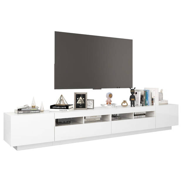 The Living Store TV-meubel - TV-meubel - 260 x 35 x 40 cm - Hoogglans wit - Met RGB LED-verlichting