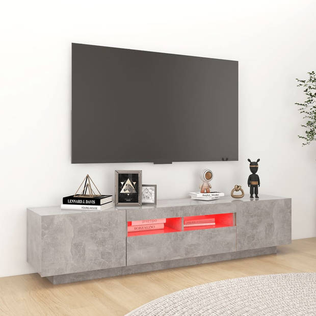 vidaXL Tv-meubel met LED-verlichting 180x35x40 cm betongrijs