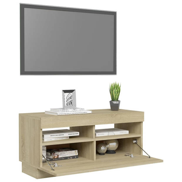 vidaXL Tv-meubel met LED-verlichting 80x35x40 cm sonoma eikenkleurig