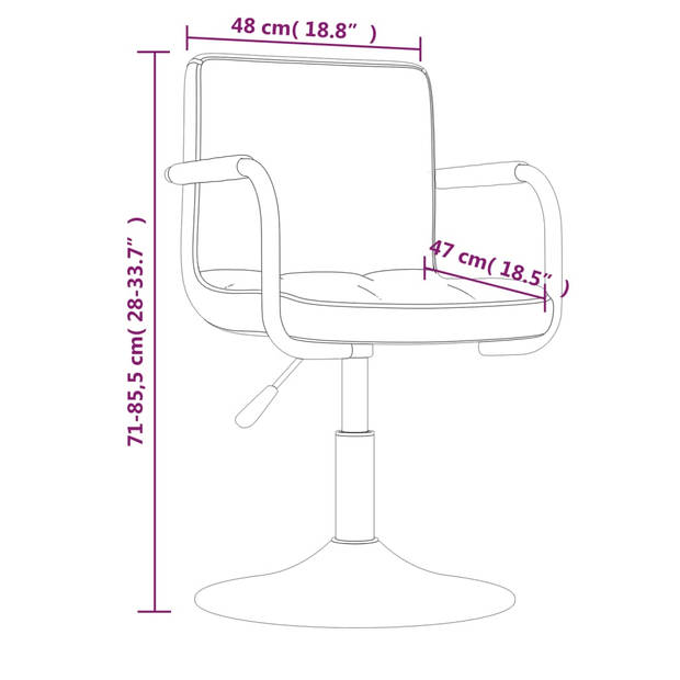 The Living Store Draaibare Eetkamerstoel - Fluweel - Zwart - 48x47x(71-85.5) cm - 360 graden draaibaar